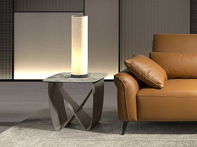 Квадратный угловой столик 2145 из керамики и серо-коричневой стали