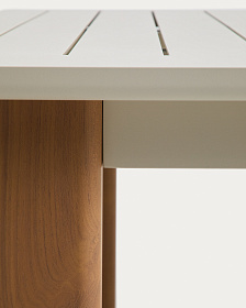 Раздвижной уличный стол Livorno из бежевого алюминия с ножками под дерево, 233(350) x 100 см