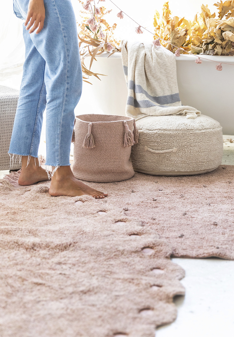 Корзина WOODY Винтажный нюдовый 30*30