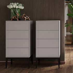 Комод высокий MARBELLA шпон ореха W, матовый серо-бежевый лак