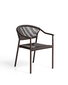 Уличный стул Livadia из коричневого алюминия и веревки