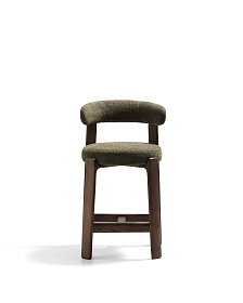 Полубарный стул Granite из зеленого шенилла и ясеня с отделкой орех 65 см