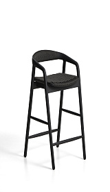 Уличный полубарный стул Derile из массива дуба и веревки в черной отделке