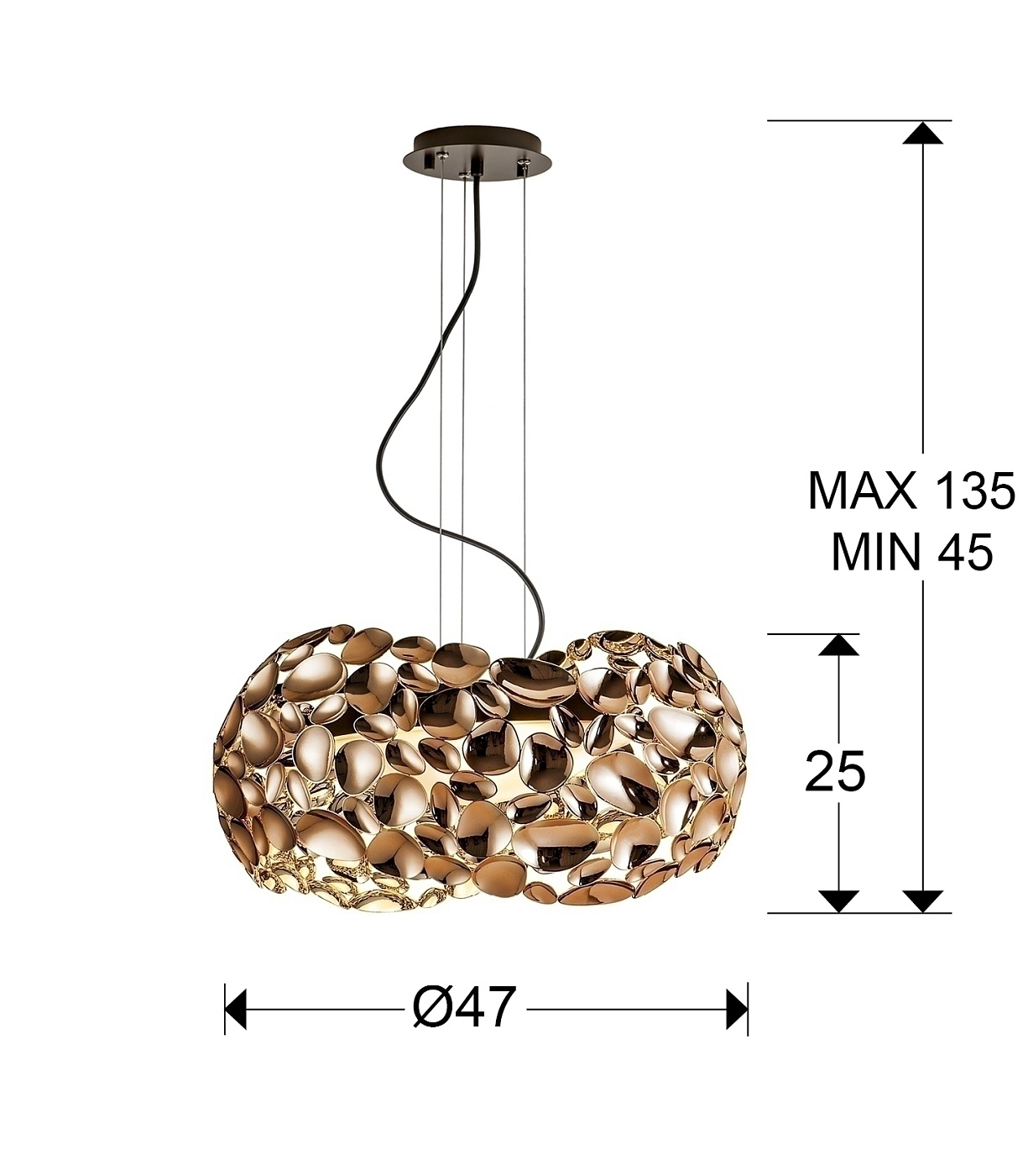Подвесной светильник Narisa Ø47 5L розовое золото