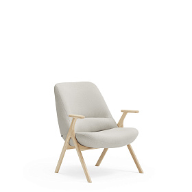 Кресло низкое Dins кремовое с каркасом из натурального бука