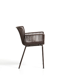 Уличный стул Surpika из пластика и коричневой стали