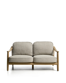 Уличный 2-х местный диван Elunda из тикового дерева и бежевой веревки