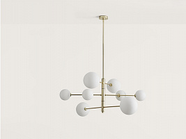 Люстра Atom 8L латунь - белые плафоны