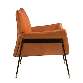 Кресло 5091/KF-A002-M2851 кожаное с черными стальными ножками