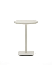 Уличный стол Dina круглый белый из цемента и стали со столешницей Ø70 см