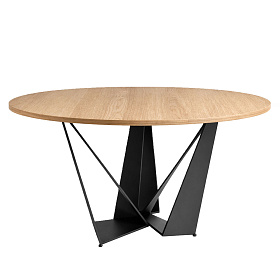 Круглый обеденный стол 1046-Ø150 из дуба и черной стали
