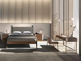 Кровать 7169 из темно-серой экокожи для матраса 150×200