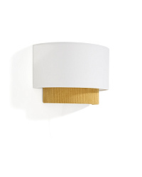 Настенный светильник Bianella из хлопка и горчичного вельвета, Ø 40 см