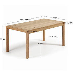 Обеденный стол Vivy 180(230)x90 дуб натуральный