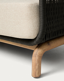 Уличный диван Alipa из акации и темно-серой веревки 235 см