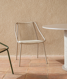 Уличный стул Zivia из веревки цвета экрю и стали цвета таупе