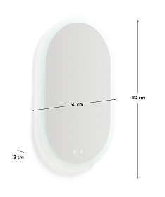 Овальное зеркало для ванной Mervi со LED подсветкой и защитой от запотевания 80 x 50 см