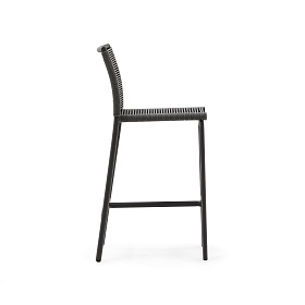 Садовый полубарный стул Culip из веревки и серого алюминия, 65 см