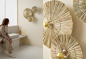 Бра Laos натуральная соломка 50 см + цоколь 5 см хромированный металл