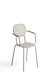 Уличный стул Brai с подлокотниками из оцинкованной стали бежевого цвета