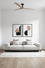 Потолочный вентилятор KLIM L Ш1500mm черный 3 PALAS светлый дуб