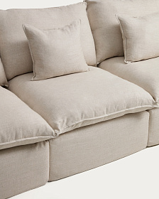 Модульный трехместный диван Anarela из бежевого льна и вискозы со съемным чехлом, 270 см