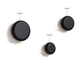 Nadue Набор из 3 настенных крючков из массива бука с черной отделкой