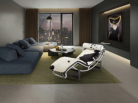 Leco Шезлонг из коровьей кожи черный/белый