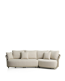 Уличный модульный диван Osani из алюминия экрю и веревки цвета таупе 274 см