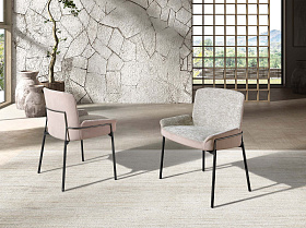 Стул 4171 из серой ткани и коричневого бархата