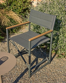 Складной уличный стул Tisno из графитового алюминия и серого текстиля
