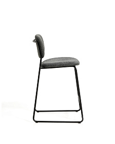 Полубарный стул Meli из серой синели с металлическими ножками, 65 см