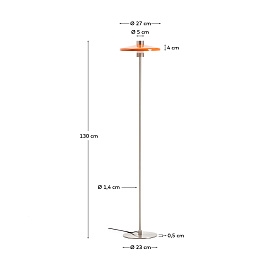 Торшер Nuvira из светло-серого матового металла с оранжевым абажуром