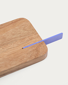 Сервировочная доска Zairin из акации с ручкой из лилового металла