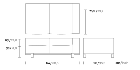 Модуль правый 2-х местный дивана Molo ножки тик