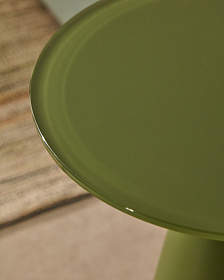 Приставной столик Wilshire из стали с закаленным стеклом с матовой зеленой отделкой Ø35 см