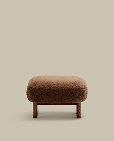 Пуф Cabana Taupe Boucle с ножками в отделке орех 65x55,4 