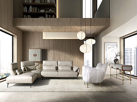 Белое кресло 5191 из ткани с длинным ворсом 