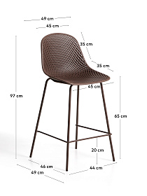 Уличный полубарный стул Quinby из коричневой стали и пластика 65 см
