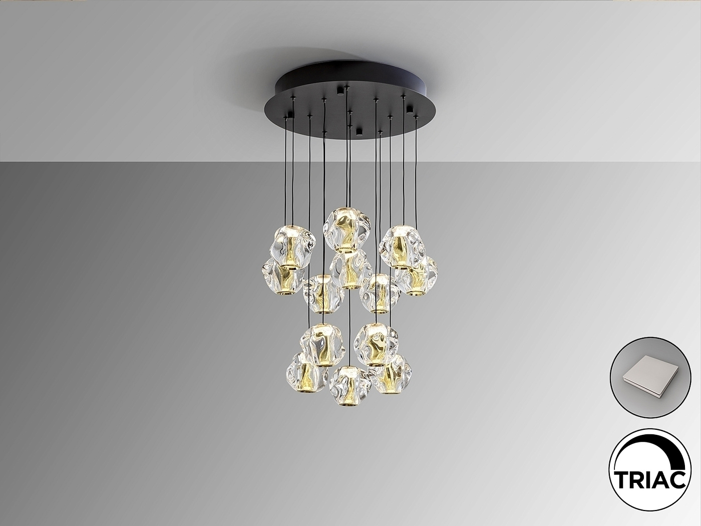 Люстра Zaria 13L черный/золотой/прозрачный D60 DIM