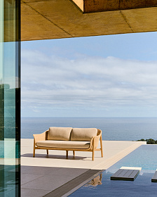 Двухместный диван Galea из тикового дерева и синтетического ротанга 170,5 см