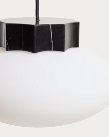 Подвесной светильник Idela из тонированного стекла и черного мрамора, диаметр 26 см