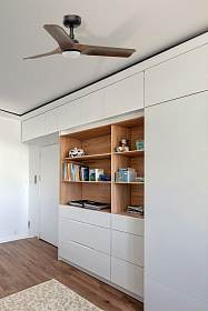 Потолочный вентилятор HEYWOOD S Ш900 черный/орех 3P LED 10W TUYA