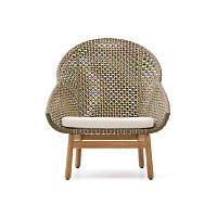 Кресло Olbia с высокой спинкой из искусственного ротанга и массива тика