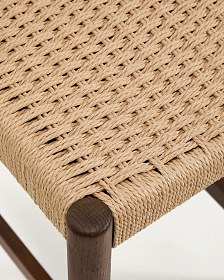 Полубарный стул Analy из массива дуба в отделке орех и веревочным сиденьем 65 см