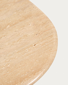 Журнальный столик Pirita из бежевого травертина с ножками из дуба с темной отделкой, 147 x 65 см