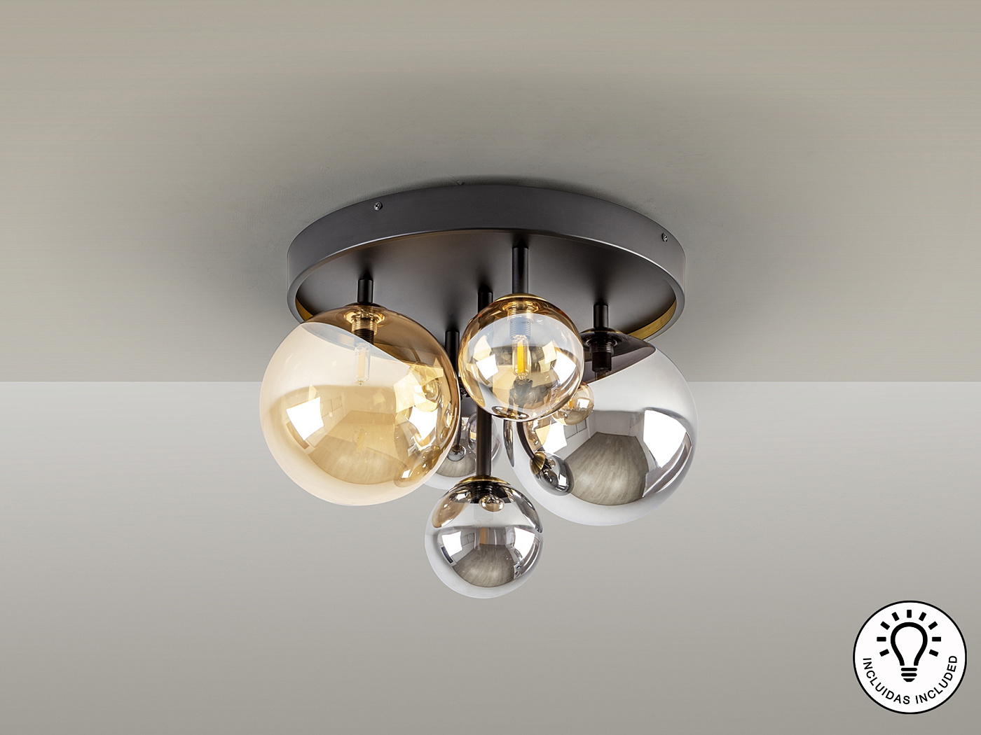 Потолочный светильник Dark 5L черно-латунный