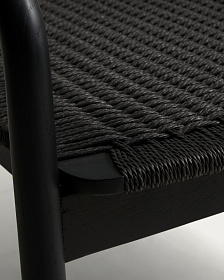 Кресло уличное Derile из дуба и веревки с черной отделкой