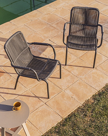 Уличное кресло Salis из графитового алюминия и темно-серой веревки