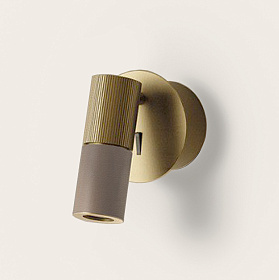 Бра Tura C светло-коричневая кожа/золотой металл